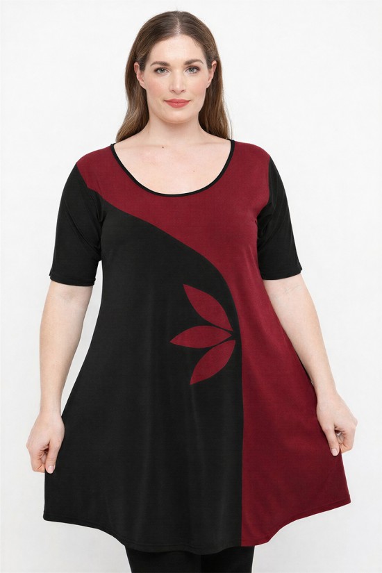 A26-176KF Μπλουζοφόρεμα σχέδιο φύλλα - Μπορντώ