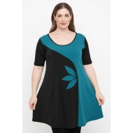 A26-176KF Μπλουζοφόρεμα σχέδιο φύλλα - Πετρόλ