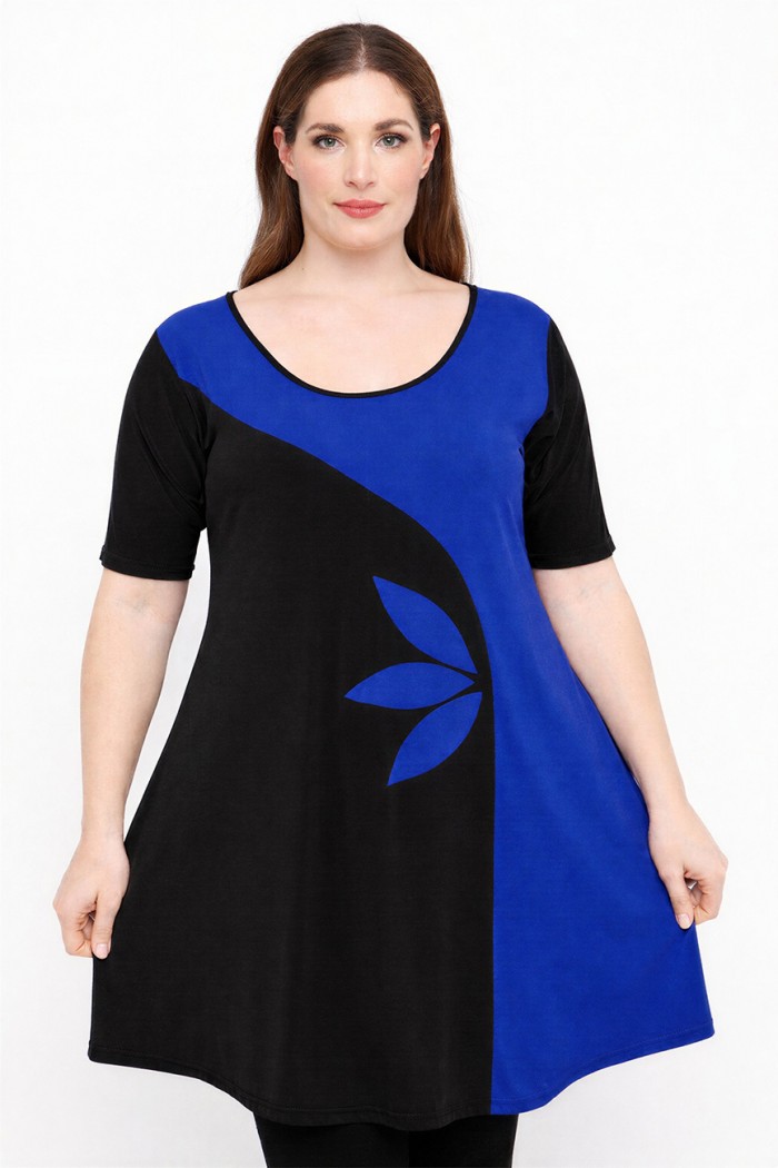 A26-176KF Μπλουζοφόρεμα σχέδιο φύλλα - Μπλε Ρουά