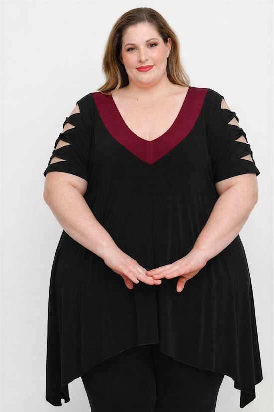 A26-182D Μπλουζοφόρεμα - Μπορντώ