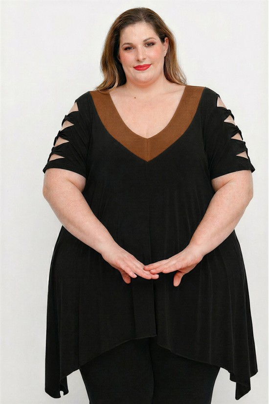 A26-182D Μπλουζοφόρεμα - Καφέ