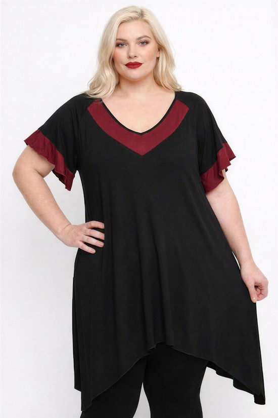 A26-182KN Μπλουζοφόρεμα - Μπορντώ