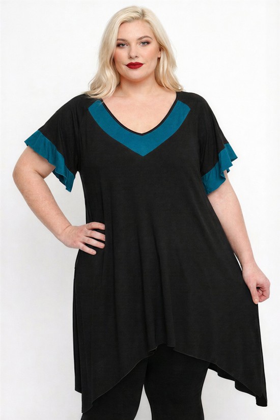 A26-182KN Μπλουζοφόρεμα - Πετρόλ