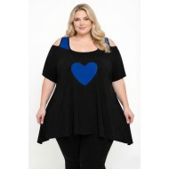 A26-187 Μπλούζα άλφα με σχέδιο καρδιά - Μπλε Ρουά