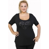 A26-5008LK Μπλούζα με καρδιά - Μαύρο
