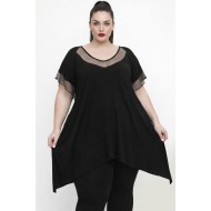 A26-5582KN Μπλουζοφόρεμα με Δίχτυ - Μαύρο