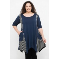 A26-563 Μπλουζοφόρεμα με ριγέ - Μπλε Μαρέν