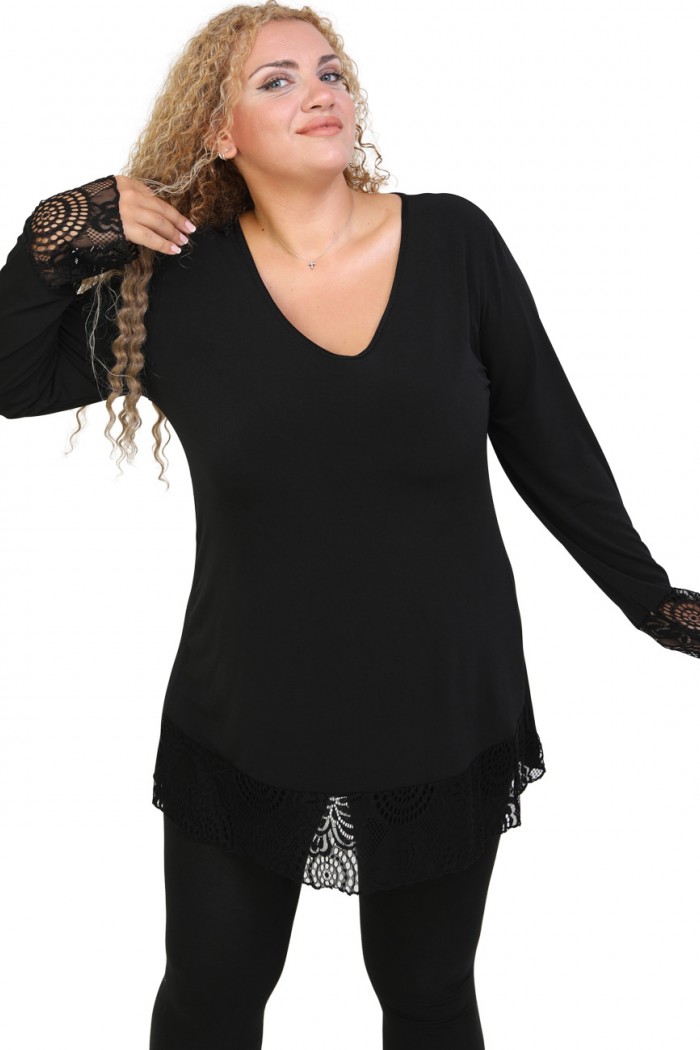 B20-108LDV Jersey blouse with lace