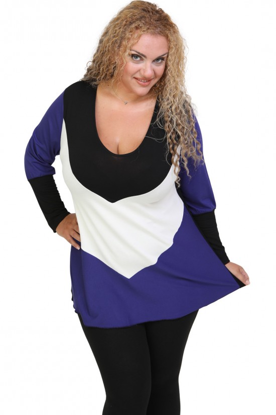 B20-108LK Μπλούζα εβαζέ τρίχρωμη jersey - Μπλε-ρουά