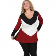 B20-108LK Μπλούζα εβαζέ τρίχρωμη jersey - Μπορντώ