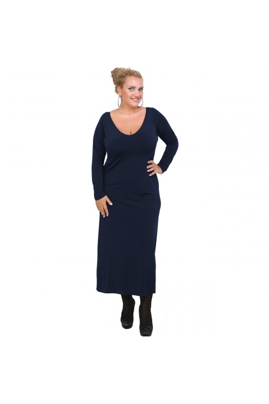 B20-123FK Φόρεμα μακρύ jersey - Μπλε-μαρέν B20-123FK Φόρεμα μακρύ jersey - Μπλε-μαρέν
