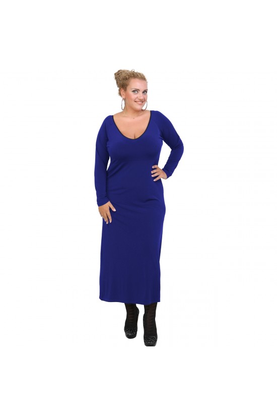 B20-123FK Φόρεμα μακρύ jersey - Μπλε-ρουά B20-123FK Φόρεμα μακρύ jersey - Μπλε-ρουά