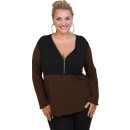B20-190D Jersey Blouse with zipper - Brown B20-190D Jersey Blouse with zipper - Brown