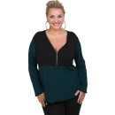 B20-190D Jersey Blouse with zipper - Petrol B20-190D Jersey Blouse with zipper - Petrol
