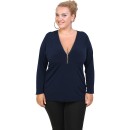 B20-190 Jersey Blouse with zipper - Blue-marin B20-190 Jersey Blouse with zipper - Blue-marin