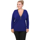 B20-190 Jersey Blouse with zipper - Blue-roi B20-190 Jersey Blouse with zipper - Blue-roi
