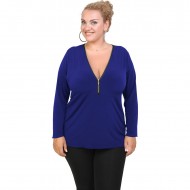 B20-190 Jersey Blouse with zipper - Blue-roi
