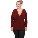 B20-190 Jersey Blouse with zipper - Bordeaux B20-190 Jersey Blouse with zipper - Bordeaux