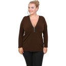 B20-190 Jersey Blouse with zipper - Brown B20-190 Jersey Blouse with zipper - Brown