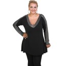 B20-2349 Knitted two-color blouse in alpha line B20-2349 Knitted two-color blouse in alpha line