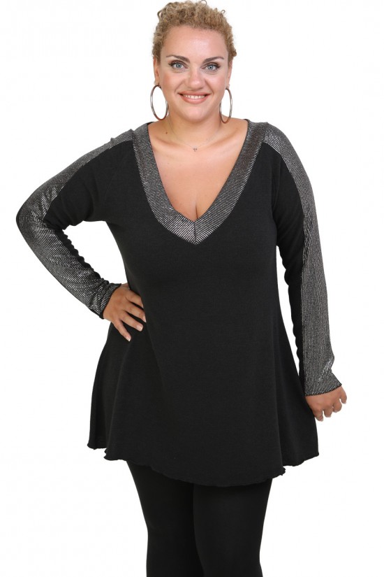 B20-2349 Μπλούζα άλφα δίχρωμη πλεκτή