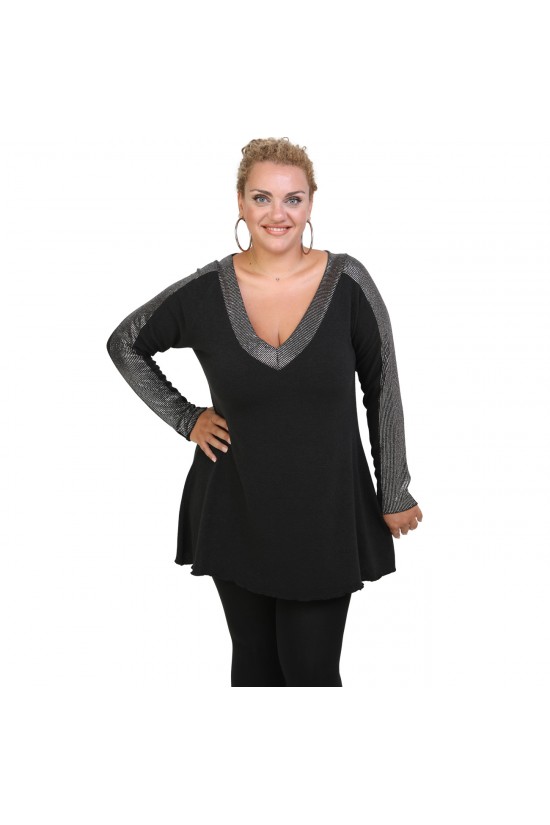 B20-2349 Μπλούζα άλφα δίχρωμη πλεκτή