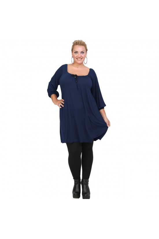 B20-245M Μπλουζοφόρεμα μονόχρωμo - Μπλε Μαρέν