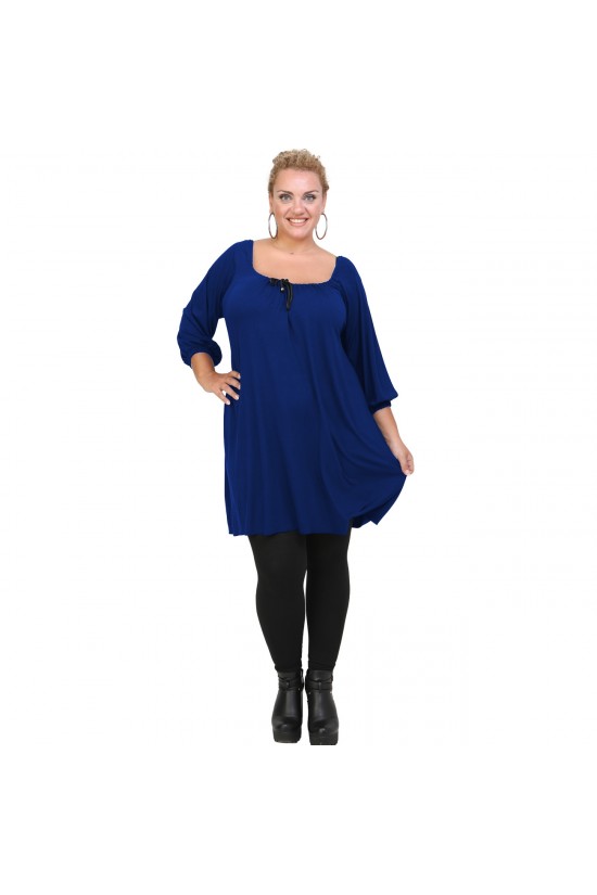 B20-245M Μπλουζοφόρεμα μονόχρωμo - Μπλε Ρουά