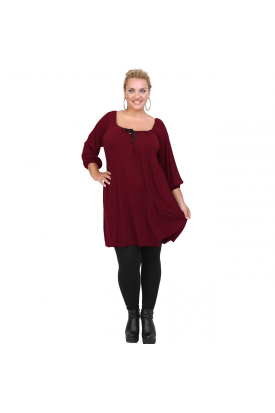 B20-245M Μπλουζοφόρεμα μονόχρωμo - Μπορντώ