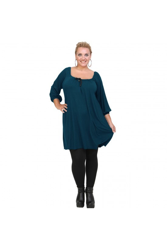 B20-245M Μπλουζοφόρεμα μονόχρωμo - Πετρόλ