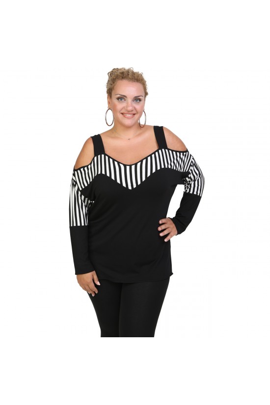 B20-548 Μπλούζα ρεγκλάν μονόχρωμη με ριγιέ B20-548 Μπλούζα ρεγκλάν μονόχρωμη με ριγιέ