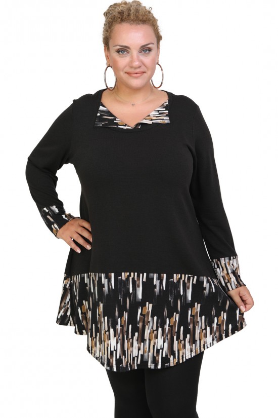 B20-5620 Μπλουζοφόρεμα με εμπριμέ πλεκτό