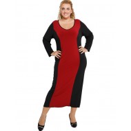 B19-131F Φόρεμα μακρύ Μαύρο - Μπορντώ