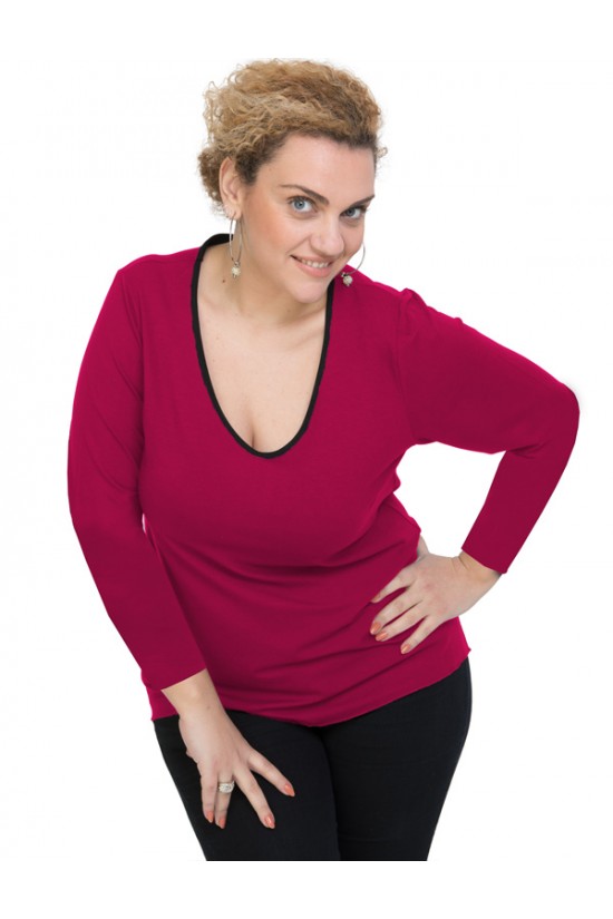 B19-208U Μπλούζα ίσια - Φούξια