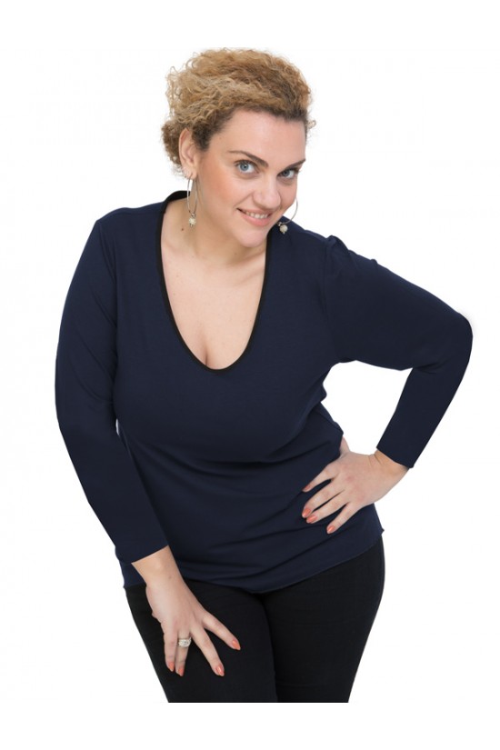 B19-208U Μπλούζα ίσια - Μπλε Μαρέν B19-208U Μπλούζα ίσια - Μπλε Μαρέν