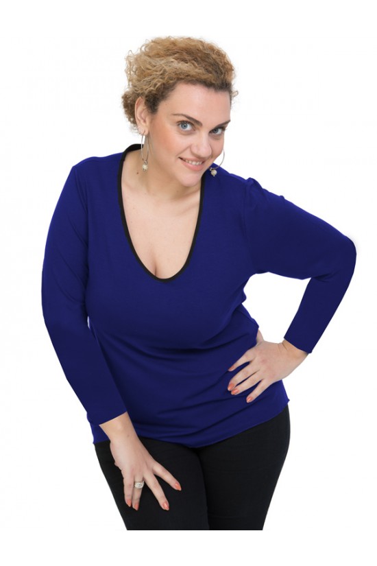 B19-208U Μπλούζα ίσια - Μπλε Ρουά