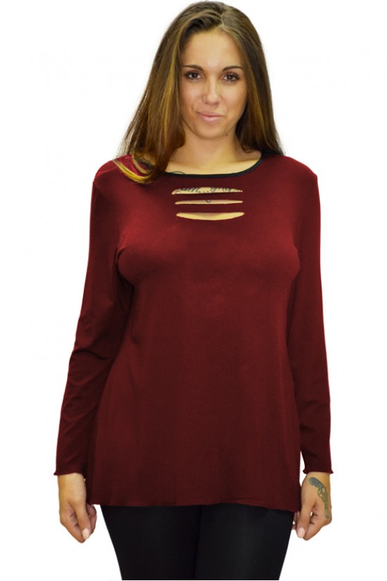 B19-208Z Μπλούζα ίσια - Μπορντώ