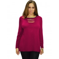 B19-208Z Μπλούζα ίσια - Φούξια