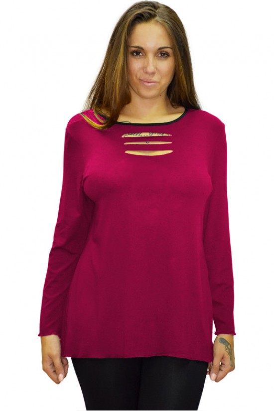 B19-208Z Μπλούζα ίσια - Φούξια