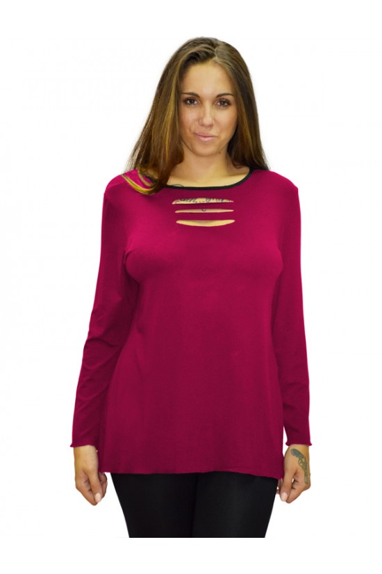B19-208Z Μπλούζα ίσια - Φούξια