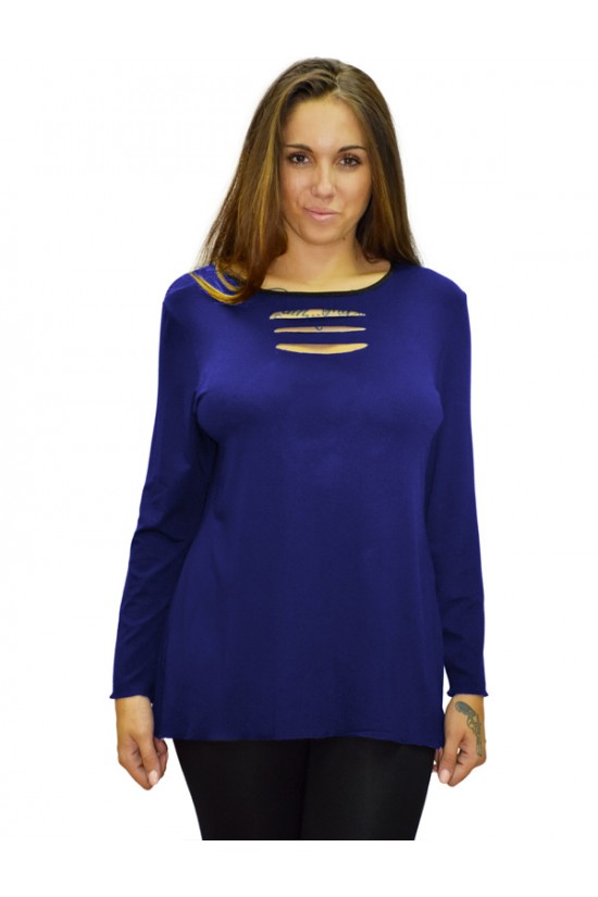 B19-208Z Μπλούζα ίσια - Μπλε Ρουά