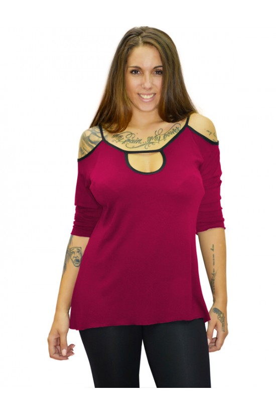 B19-222 Μπλούζα ίσια με τρύπα στον λαιμό - Φούξια