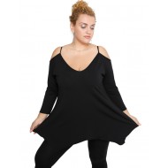 B19-223A Μπλούζα άλφα με βε - Μαύρο