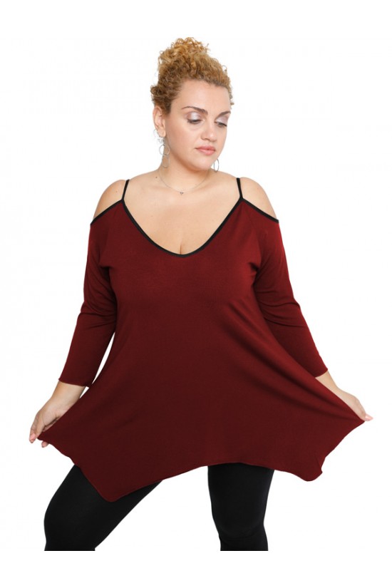 B19-223A Μπλούζα άλφα με βε - Μπορντώ