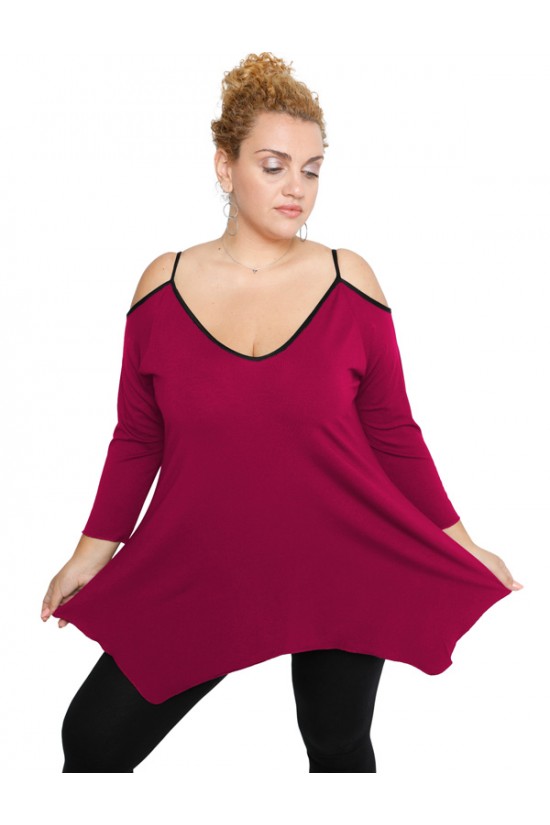B19-223A Μπλούζα άλφα με βε - Φούξια
