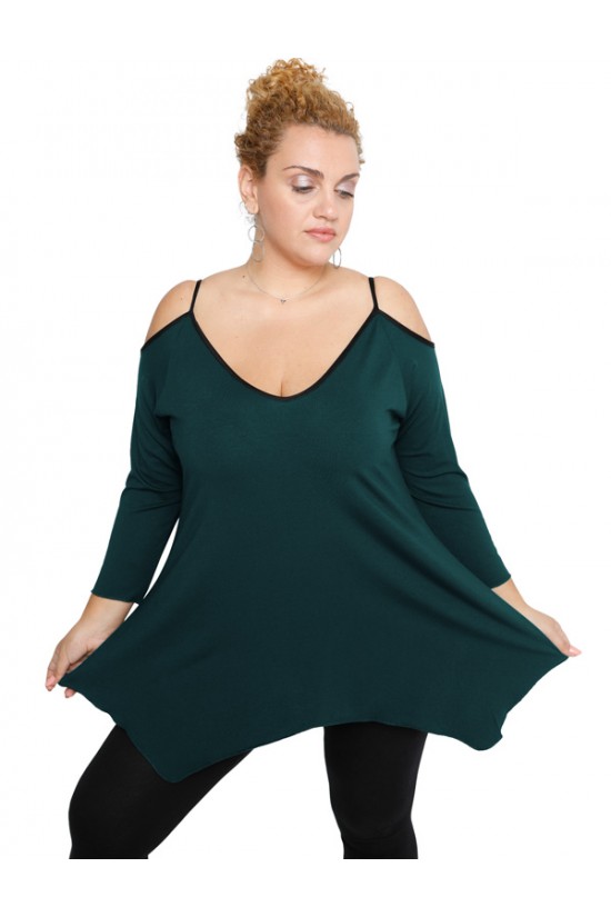 B19-223A Μπλούζα άλφα με βε - Πετρόλ B19-223A Μπλούζα άλφα με βε - Πετρόλ