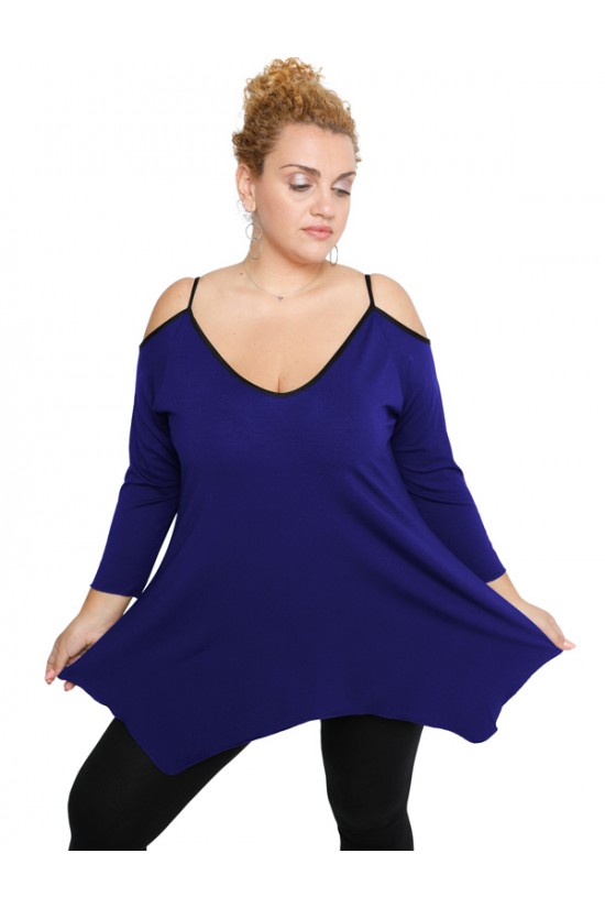 B19-223A Μπλούζα άλφα με βε - Μπλε Ρουά
