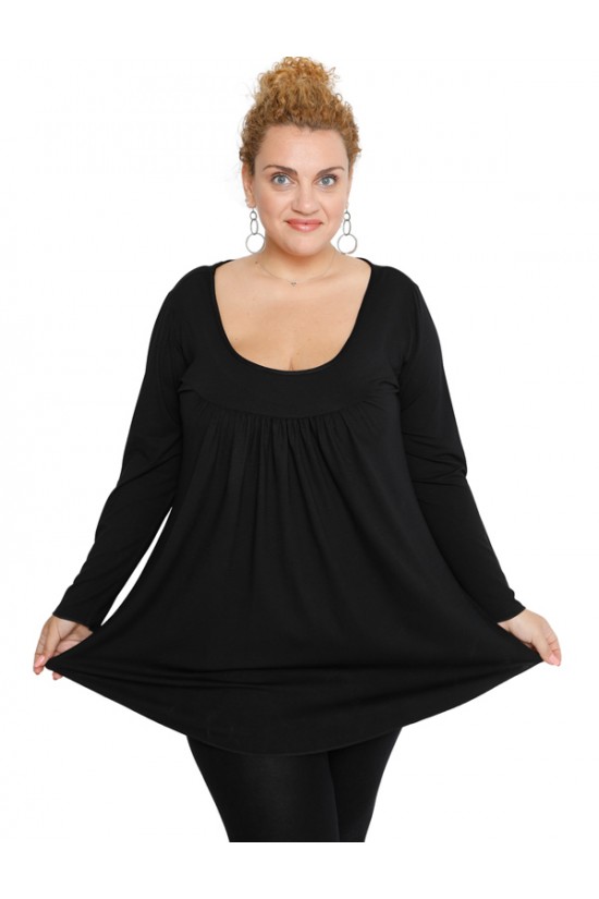 B19-244 Μπλούζα εβαζέ - Μαύρο B19-244 Μπλούζα εβαζέ - Μαύρο