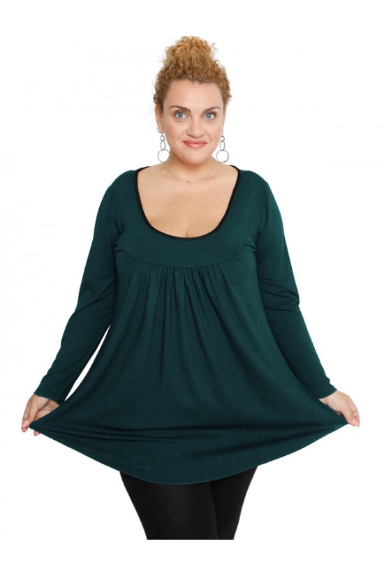 B19-244 Μπλούζα εβαζέ - Πετρόλ