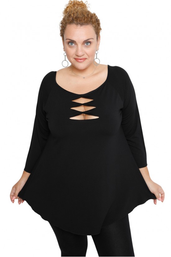 B19-246 Μπλούζα ίσια - Μαύρο